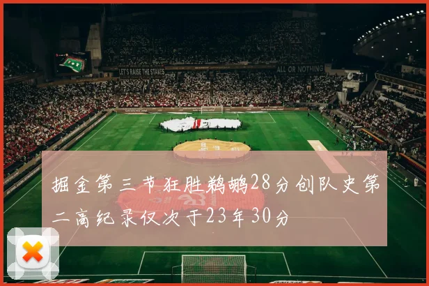 掘金第三节狂胜鹈鹕28分创队史第二高纪录仅次于23年30分